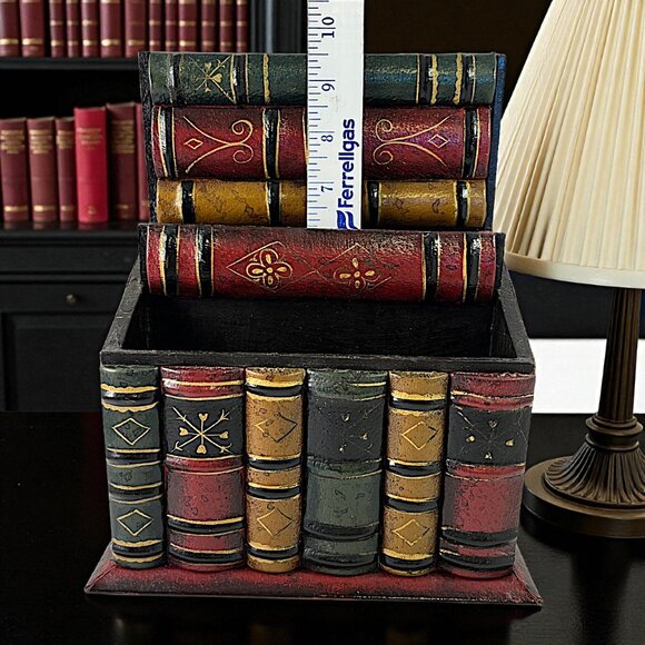 VTG Gilded Wooden Book Desktop Organizer Bills Letters Etc - Picture 7 of 9